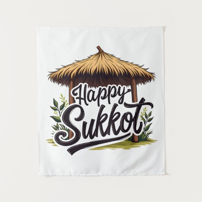 Tapiz Feliz Día Judío de Sukkot Hanukkah (Anverso)