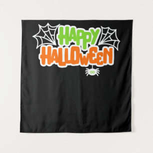 Tapiz Feliz Halloween Colorful Cute Spider Web
