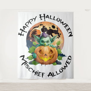 Tapiz Feliz Halloween Duende Escondiéndose Detrás de la