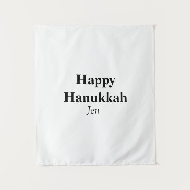 Tapiz Feliz Hanukkah tu nombre imagen de texto editable (Anverso)