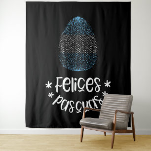 Tapiz Feliz Huevo de Pascua y Pascua con bandera argenti