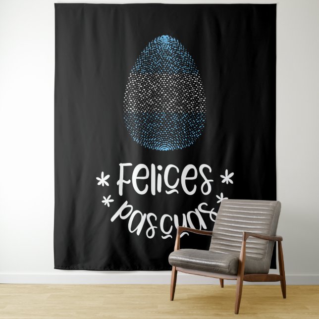 Tapiz Feliz Huevo de Pascua y Pascua con bandera argenti (In situ)