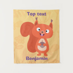 Tapiz Feliz ilustracion de personalizado de ardilla roja