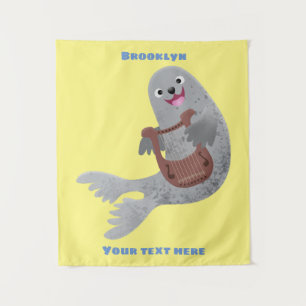 Tapiz Feliz ilustracion de personalizado de foca de arpa