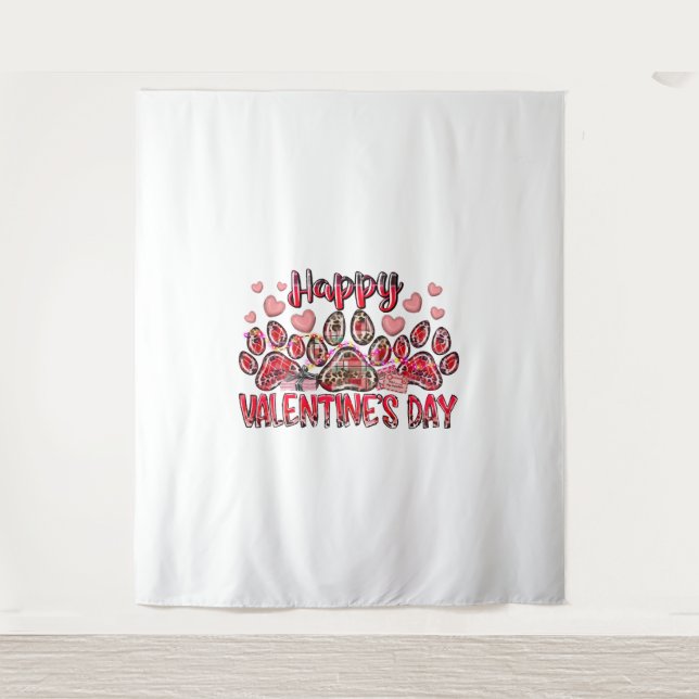 Tapiz Feliz Mascota de Perros de San Valentín (Anverso)