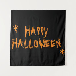 Tapiz Feliz naranja de Halloween miedo negro