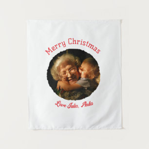 Tapiz Feliz Navidad abuela hija foto círculo