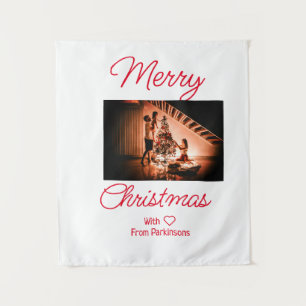 Tapiz Feliz Navidad añádase el nombre de la familia foto