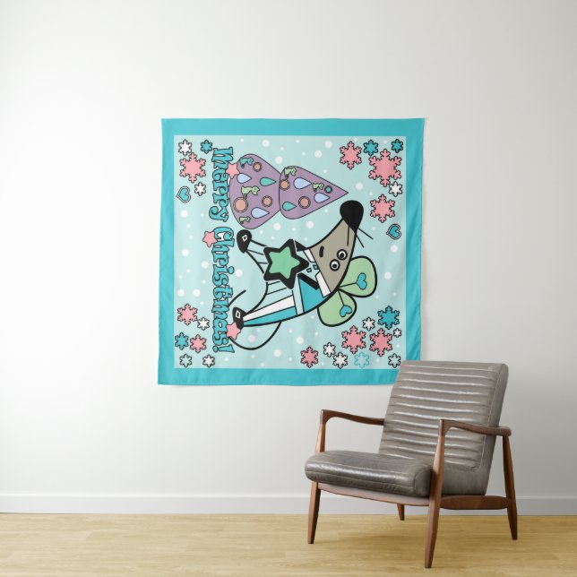 Tapiz Feliz Navidad Año Nuevo Símbolo Mouse Personalizad (In situ (horizontal))