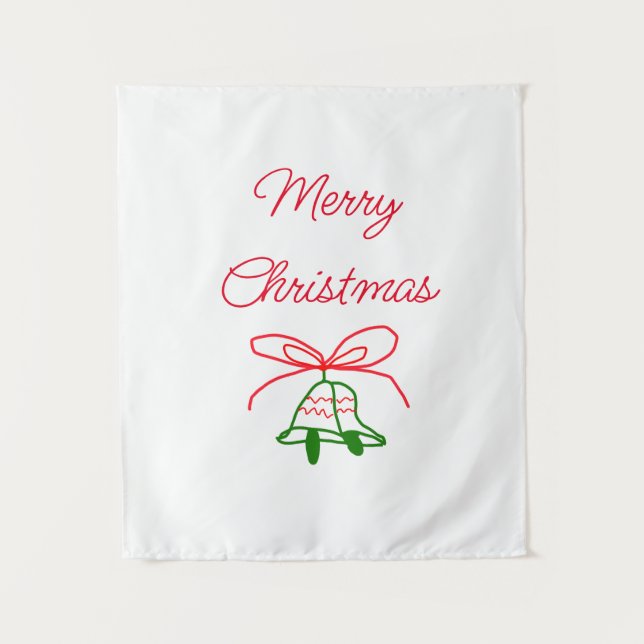 Tapiz Feliz Navidad arcos rojos con campanas de jingle v (Anverso)