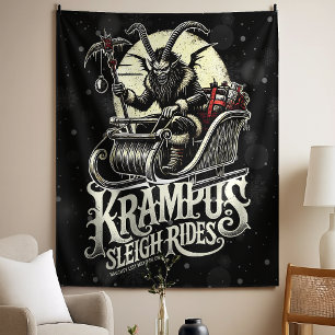 Tapiz Feliz Navidad Krampus Paseos en Trineo de Krampus