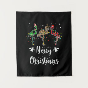Tapiz Feliz Navidad Leopardo Rojo Green Plaid Flamingo