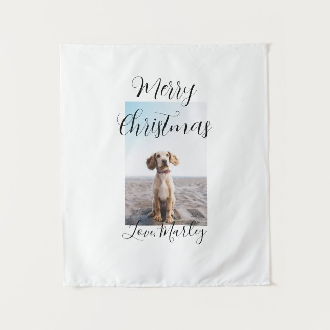 Tapiz Feliz Navidad mascota perro gato foto regalos de v (Anverso)