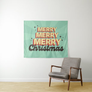 Tapiz Feliz Navidad retro grooveja texto estacional