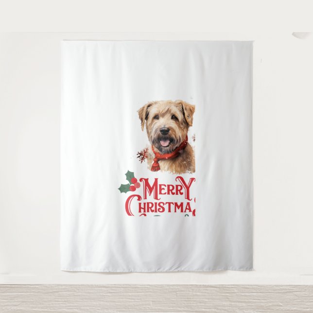 Tapiz Feliz Navidad Staffordshire Bull Terrier (Anverso)