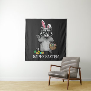 Tapiz Feliz Pascua Mapache Conejito