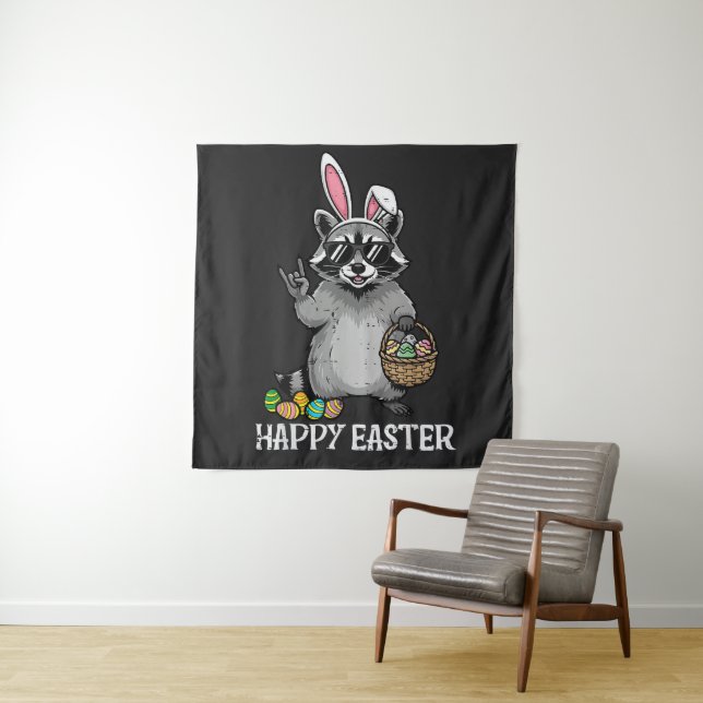 Tapiz Feliz Pascua Mapache Conejito (In situ)