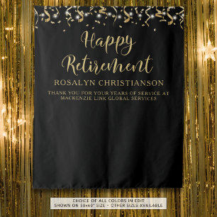 Tapiz Feliz retiro Black Gold Confetti Streamers
