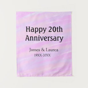 Tapiz Feliz vigésimo aniversario nombre rosa púrpura pas
