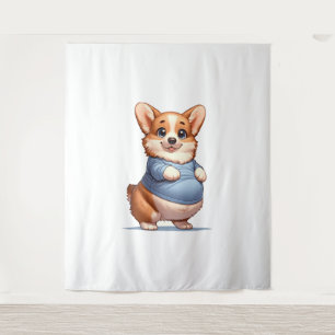 Tapiz Feliz y dramático Belly Corgi Smiles Tee divertido