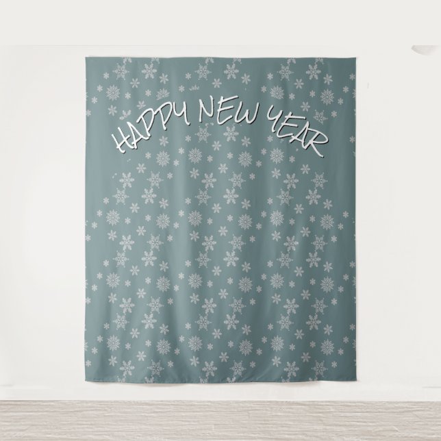 Tapiz FELIZ Y FELIZ AÑO NUEVO Snowflake (Anverso)