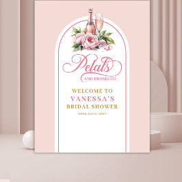 Tapiz Feminine petals and prosecco wedding shower banner