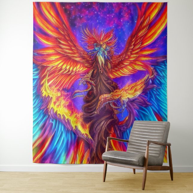 Tapiz Fénix místico-colorido (In situ)