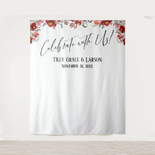 Tapiz ¡Festín rojo celebra con nosotros! Fondo fotográfi