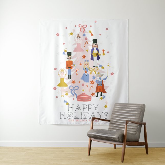 Tapiz Festividad de árbol de navidad rosa (In situ)