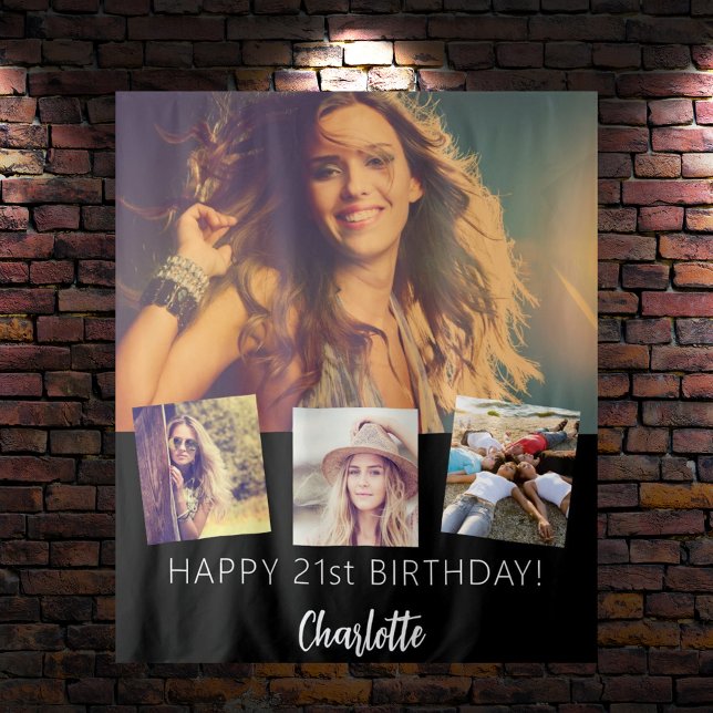 Tapiz Festividad de cumpleaños del collage de fotos del  (Subido por el creador)