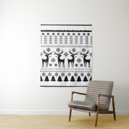 Tapiz Festividad de renos para Navidades de arte folclór