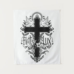 Tapiz Fiat Lux - Cruz Ornate con palomas y motivos flora