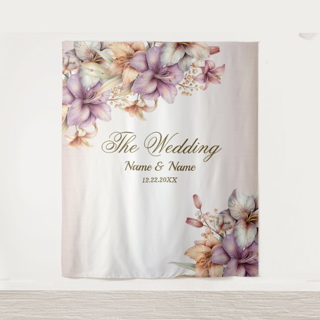 Tapiz Fiesta acuarela Boho Flores rosas elegantes (Anverso)