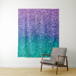 Tapiz Fiesta Brillante Lavanda Morado y Verde Acuático T