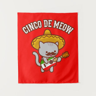 Tapiz Fiesta Cinco de Mayo: Gato "CINCO DE MEOW"