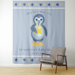 Tapiz Fiesta de Baby Shower de penguin de invierno suave