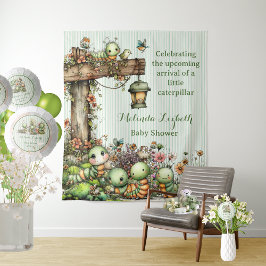 Tapiz Fiesta de Baby Shower Jardín de Oruga Linda