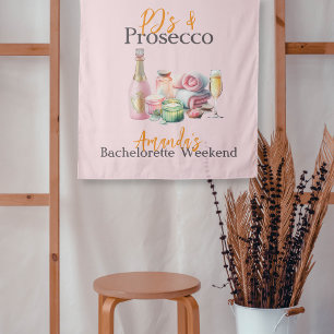Tapiz Fiesta de Bachelorette de Spa Rosa de Pjs y Prosec