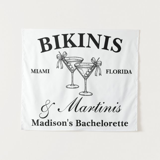 Tapiz Fiesta de bachillerato de bikinis y martinis perso (Anverso (horizontal))