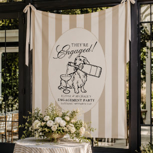 Tapiz Fiesta de Compromiso Preppy de Raya Neutral Dachsh