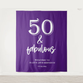 Tapiz Fiesta de cumpleaños número 50 morado