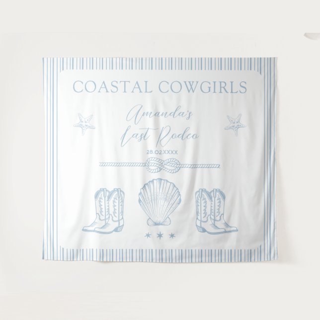 Tapiz Fiesta de Despedida de Soltera de Vaquera Costera  (Anverso (horizontal))