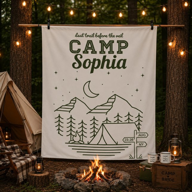 Tapiz Fiesta de Despedida de Soltera Glamping Camping (Subido por el creador)
