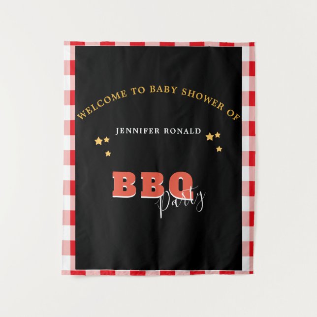 Tapiz Fiesta de ducha BBQ Black and Red Baby (Anverso)