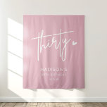 Tapiz Fiesta de foto de Rubor Pink Thirty 30th Birthday<br><div class="desc">Rubor 30.º cartel de bienvenida con decoración de Fiesta de cumpleaños | 30.ª Decoración de cumpleaños</div>