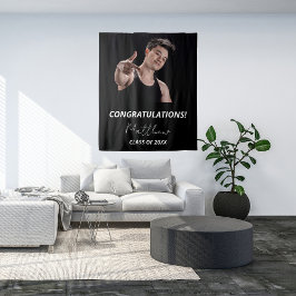 Tapiz Fiesta de graduación foto en negro y blanco 2025