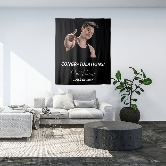 Tapiz Fiesta de graduación foto en negro y blanco 2025 (Subido por el creador)