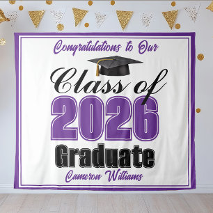 Tapiz Fiesta de Graduación Morada 2026 Cabina de Fotos d