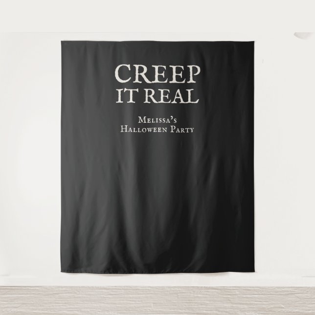 Tapiz Fiesta de Halloween Creep it Real Negra (Anverso)