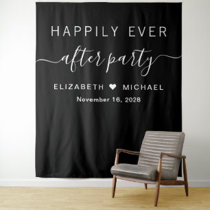 Tapiz Fiesta de Happily Ever After Photobooth Negro